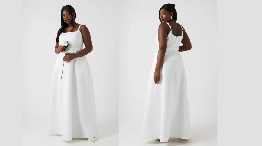 Plus Size Structured Satin Full Skirt Wedding Dress