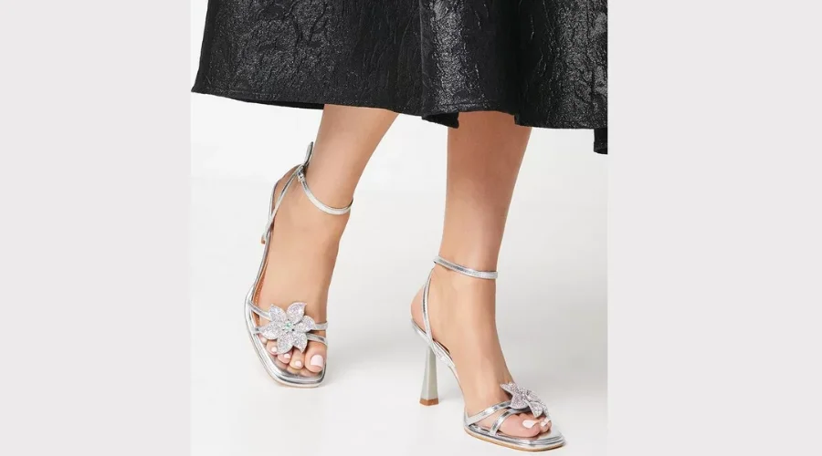 Taleesa Diamante Corsage Detail High Heel Platform Sandals