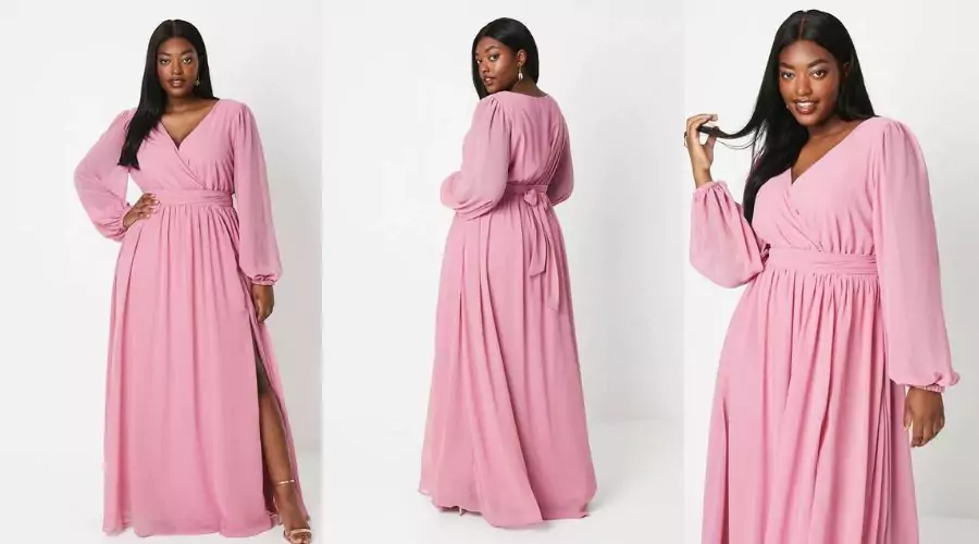 Plus Wrap Front Georgette Maxi Dress