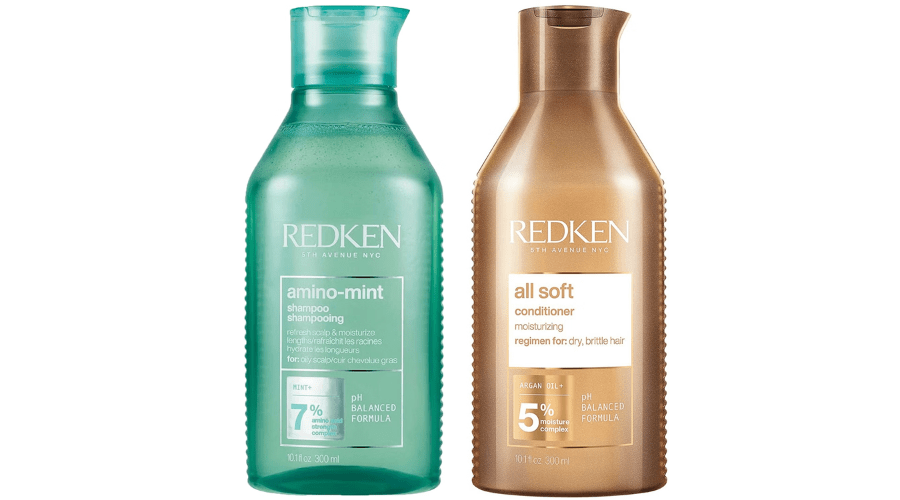 Redken Amino Mint Scalp Cleansing for greasy hair shampoo and conditioner pack