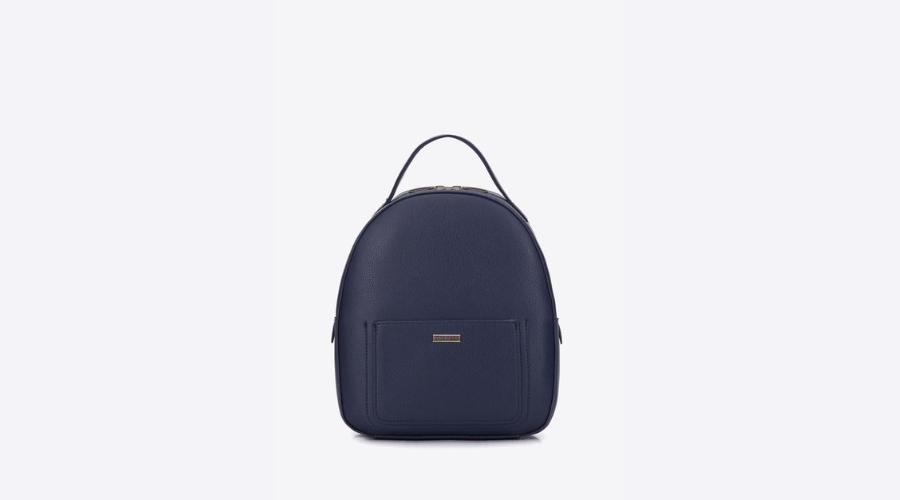 Women's backpack made of eco-leather, rounded, small, navy blue