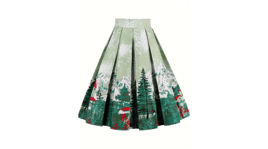 Elegant Plus Size Golden Pleated Midi Skirt