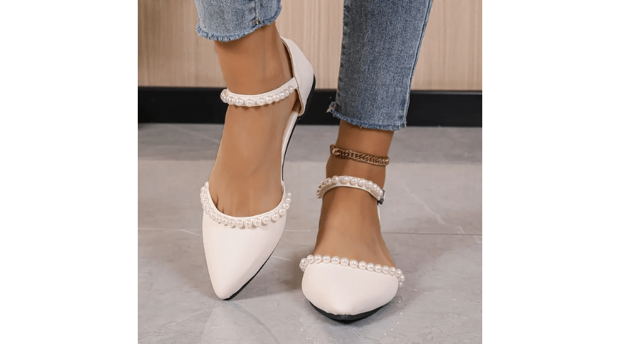 Faux Pearl Comfortable Breathable Faux Women’s Flat Sandals