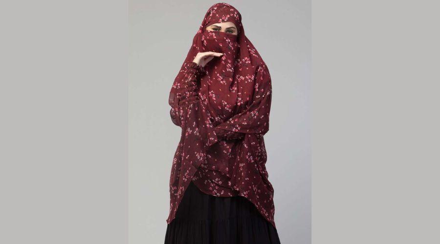 MUSHKIYA Printed Burqua with Hijab & Attached Mouth Piece