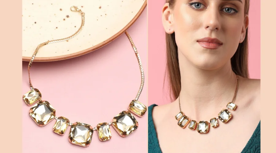 SOHI - Women Gold-Toned Gold-Plated Stone Necklace
