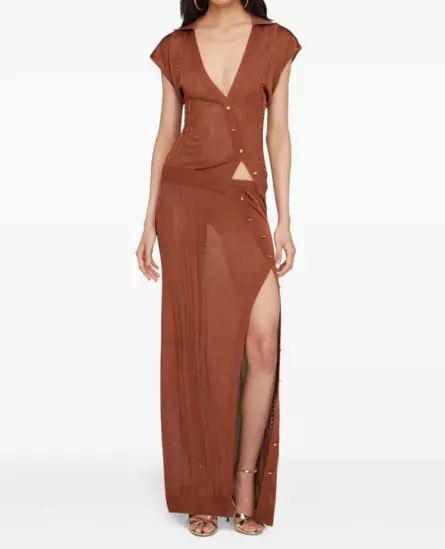 Donde Esteban Guayabera Knitted Maxi Skirt