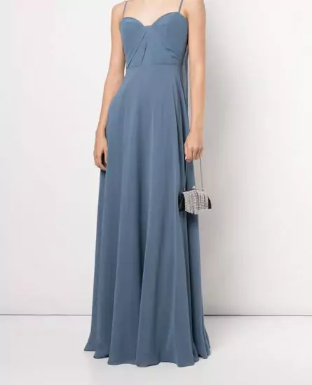 Marchesa Notte Bridesmaids Long Spaghetti-Strap Dress