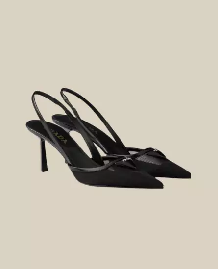 Prada 75mm Mesh Slingback Pumps