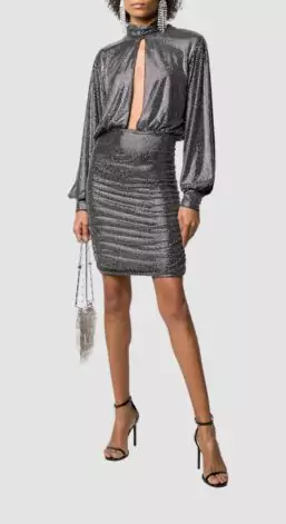 Philipp Plein Encrusted Rhinestone Jersey Dress