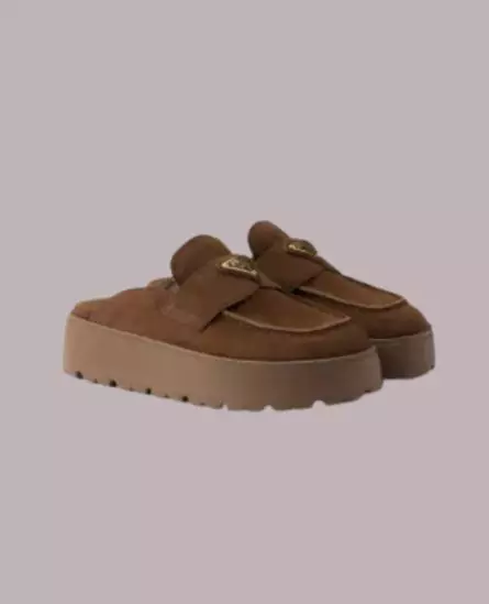 Prada Suede Platform Mules