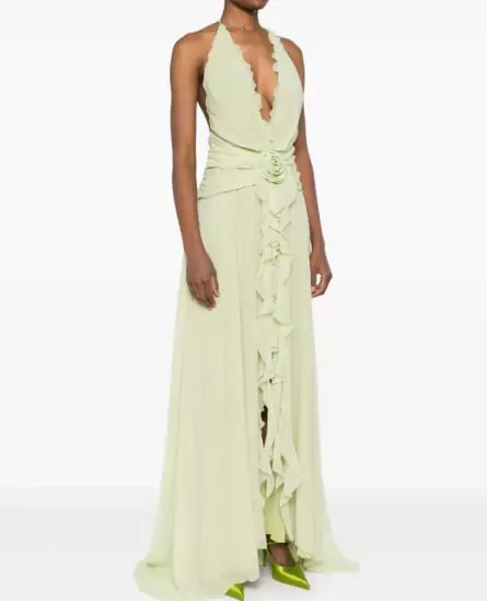 Blumarine Floral-Appliqué Maxi Dress