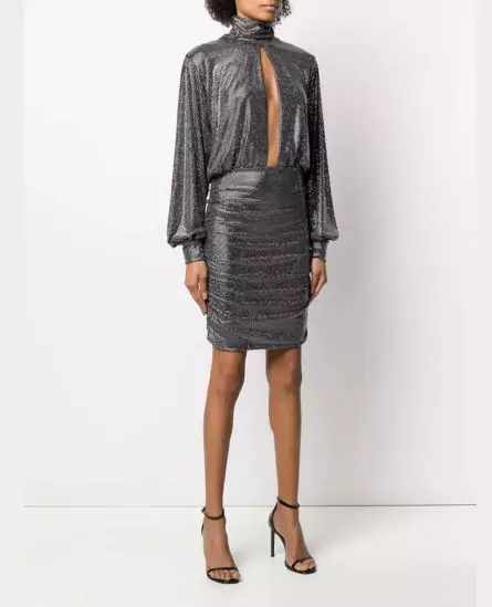 Philipp Plein Encrusted Rhinestone Jersey Dress