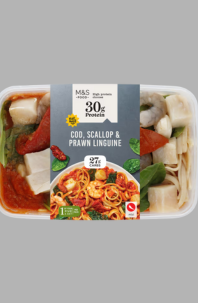 High Protein Cod, Scallop and Prawn Linguine