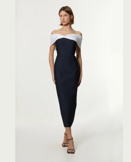 Karen Millen Bandage Bandeau Contrast Knitted Midi Dress