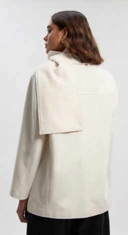 Karen Millen Brushed Wool Detachable Scarf Tailored Short Coat (1)