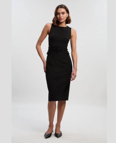 Karen Millen Compact Essential Belted Midi Pencil Dress