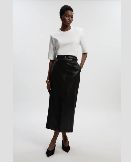 Karen Millen Faux Leather Tailored Midi Pencil Skirt