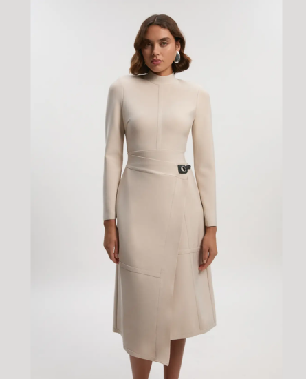 Karen Millen Figure Form Bandage Asymmetric Long Sleeve Knit Midi Dress
