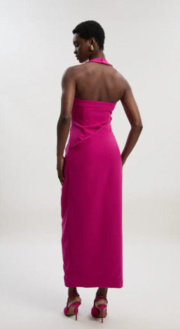 Karen Millen Polished Tailored Halter Neck Gathered Midi Dress (1)