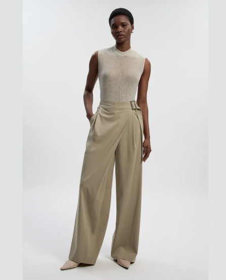 Karen Millen Polished Viscose Belted Tailored Wide Leg