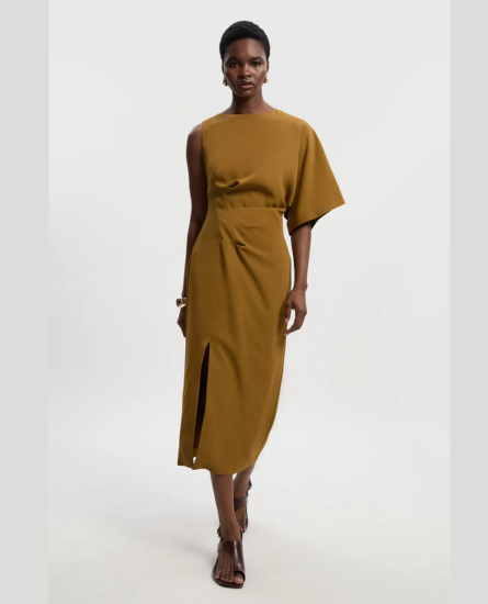 Karen Millen Soft Tailored Asymmetric Sleeve Midi Dress