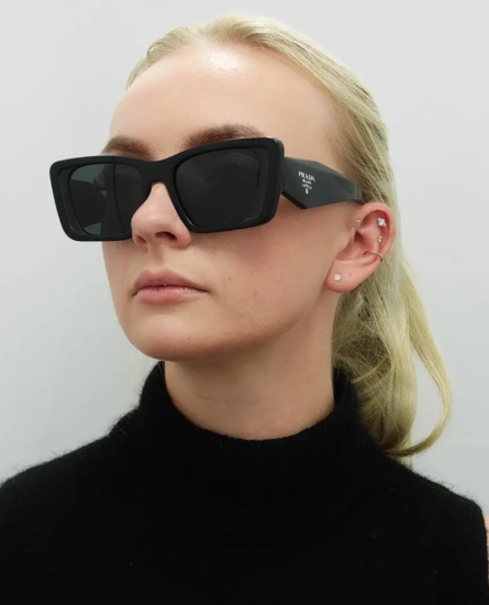 Prada Rectangle Black Dark Grey PR08YS