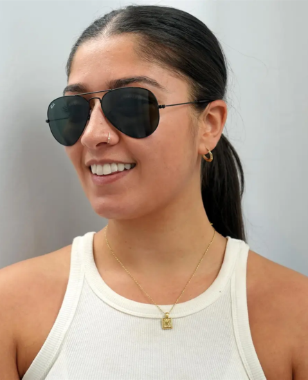 Ray-Ban Aviator Black Green Aviator 3025 Sunglasses